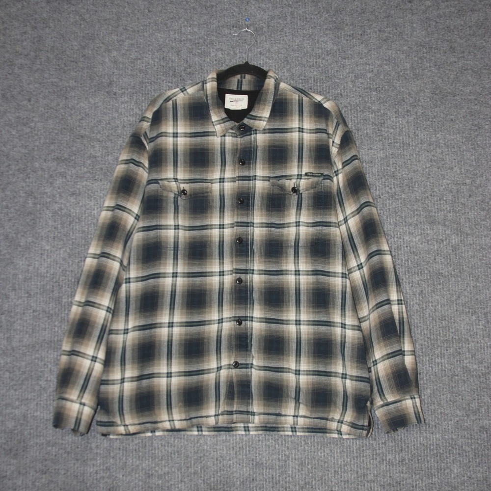 Field & Stream Plaid Flannel Shirt Jacket Mens‎ XL Brown Waffle Lined Cotton